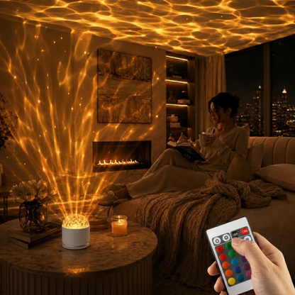 Northern Aurora & Water Ripple Night Light Projector – 16 Color 360° Rotating
