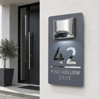 Solar House Number Sign — Personalized LED Modern Address Plaque