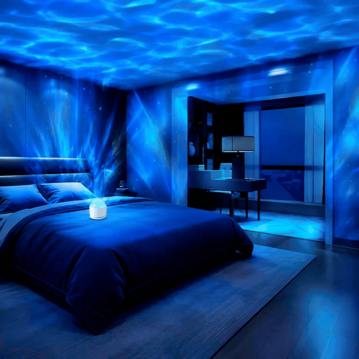 Northern Aurora & Water Ripple Night Light Projector – 16 Color 360° Rotating